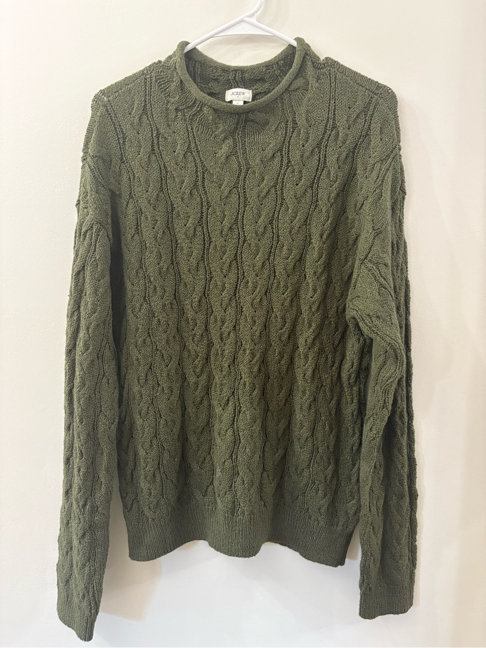 J. Crew  Olive Green Cable-Knit roll neck  Sweater - size large